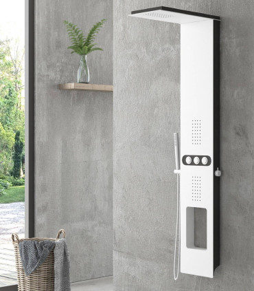 colonna doccia pannello doccia idromassaggio bianco nero touch in alluminio due postazioni getti tre funzioni ap shop online
