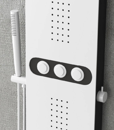 colonna doccia pannello doccia idromassaggio bianco nero touch in alluminio due postazioni getti tre funzioni ap shop online