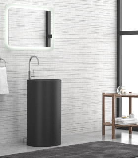 Lavabo bagno freestanding a colonna tondo bianco opaco da terra installazione centro stanza Milos in solidsurface ap shop online