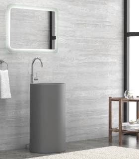 Lavabo bagno freestanding colonna tondo grigio opaco terra installazione centro stanza  solidsurface ap shop online