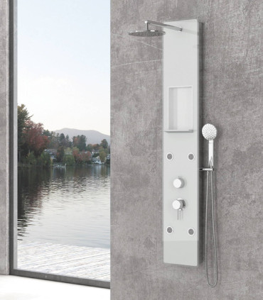 Colonna Idromassaggio Pannello doccia clio 4 getti in vetro bianco temperato ap shop online