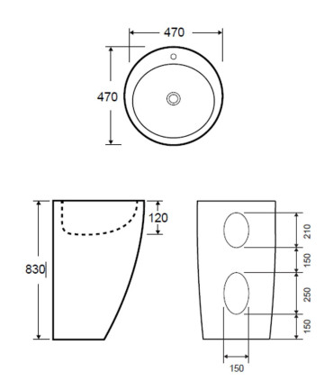 Lavabo da bagno a colonna posizionamento libero freestanding centro stanza ceramica