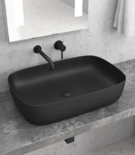 Lavabo bacinella bagno 60x40 da appoggio in solidsurface nero Opaco matt per mensoloni bagno ap shop online