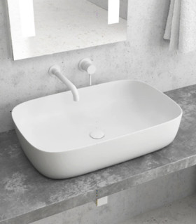 Lavabo bacinella bagno 60x40 da appoggio in solidsurface Bianco Opaco matt per mensoloni bagno ap shop online