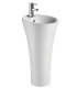 Lavabo a colonna freestanding da terra centro stanza con foro rubinetto scarico parete in ceramica bianco lucido ap shop online