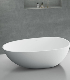 Vasca da bagno 170 cm Bianco Opaco ovale freestanding posizionamento libero centro stanza in Solidsurface ap shop online