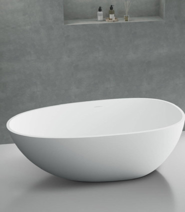 Vasca da bagno 170 cm Bianco Opaco ovale freestanding posizionamento libero centro stanza in Solidsurface ap shop online