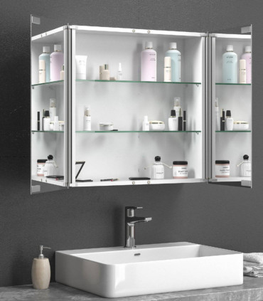specchio bagno quadrato contenitore 2 ante doppia 60x60x14,5 ap shop online
