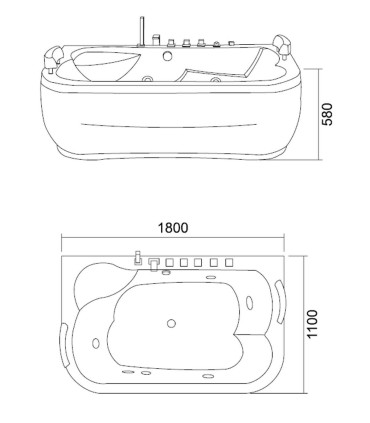 vasca da bagno idromassaggio 180 cm 2 due posti in acrilico posizionamento a parete ap shop online