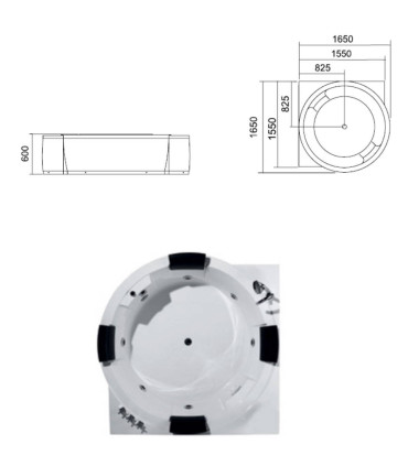 vasca da bagno idromassaggio 165 cm 4 quattro posti in acrilico tonda posizionamento angolo libera ap shop online