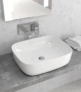 Lavabo bacinella bagno 50x40x15 cm da appoggio in ceramica Bianco lucido per mensoloni bagno ap shop online