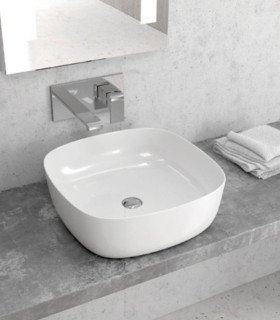 Lavabo bacinella bagno rettangolare 41x41x15 cm da appoggio in ceramica Bianco lucido per mensoloni bagno ap shop online