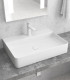 Lavabo bacinella bagno 50x42 rettangolare da appoggio con foro rubinetto in solidsurface Bianco Opaco matt per mensoloni bagno