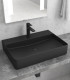 Lavabo bacinella bagno 50x42 rettangolare da appoggio con foro rubinetto in solidsurface nero Opaco matt per mensoloni bagno