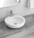 Lavabo bacinella bagno 46x46x14 cm tondo da appoggio in ceramica Bianco lucido per mensoloni bagno