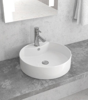 Lavabo bacinella bagno 46,5x46,5x15 cm tondo da appoggio in ceramica Bianco lucido per mensoloni bagno ap shop online
