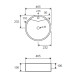 Lavabo bacinella bagno 46,5x46,5x15 cm tondo da appoggio in ceramica Bianco lucido per mensoloni bagno "LT3018"