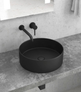 Lavabo bacinella bagno 35,5x35,5x12 da appoggio tondo in solidsurface Nero Opaco matt per mensoloni bagno ap shop online
