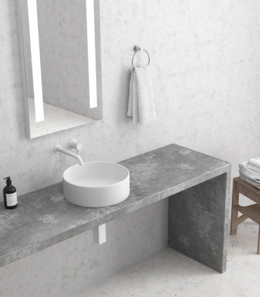 Lavabo bacinella bagno 35,5x35,5x12 da appoggio tondo in solidsurface bianco Opaco matt per mensoloni bagno ap shop online