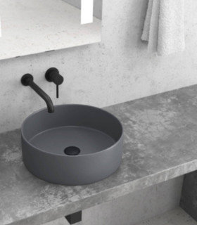 Lavabo bacinella bagno 35,5x35,5x12 da appoggio tondo in solidsurface grigio Opaco matt per mensoloni bagno ap shop online