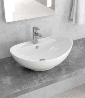 Lavabo bacinella bagno 59x39x21 ovale da appoggio in ceramica Bianco lucido per mensoloni bagno ap shop online