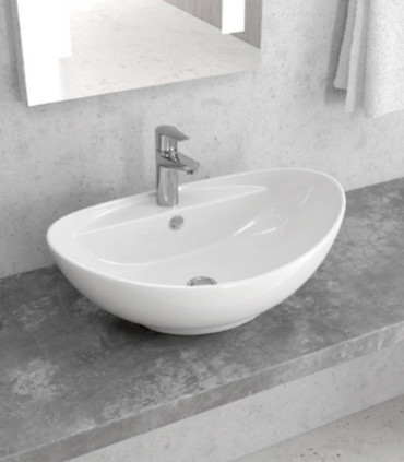 Lavabo bacinella bagno 59x39x21 ovale da appoggio in ceramica Bianco lucido per mensoloni bagno ap shop online