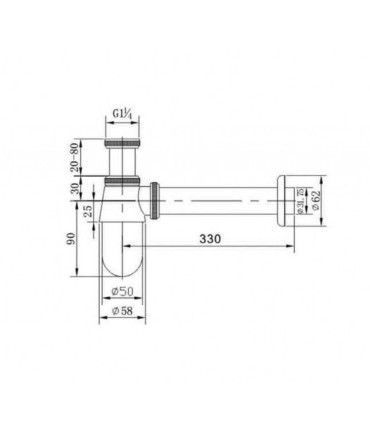 Sifone di scarico tradizionale per lavabo bagno a bottiglia 11/4 in ottone cromato ap shop online scheda tecnica