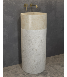 Lavabo a colonna freestanding da terra centro stanza Bora con foro rubinetto scarico parete in Pietra naturale ap shop online