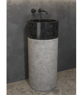 Lavabo in marmo a colonna freestanding da terra centro stanza Bora Nero in pietra ap shop online