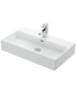 Lavabo bagno sospeso ceramica 70x41x14 cm rettangolare  con foro rubinetto in ceramica Bianco lucido Daphne 53710