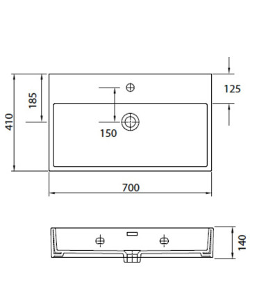 Lavabo bagno sospeso rettangolare 70x41 ceramica | AP SHOP ONLINE