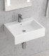 Lavabo bagno sospeso ceramica 56x45x15,5 cm con foro troppo pieno e rubinetto rettangolare in ceramica LT5027