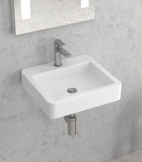 Lavabo bagno sospeso ceramica 45x42x10 cm rettangolare in ceramica Bianco