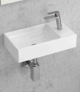 Lavabo bagno sospeso stretto in ceramica 46x26x10,5 cm rettangolare in ceramica Bianco ap shop online