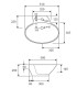 Lavabo bagno 61x50x20 cm ovale con foro rubinetteria appoggio ceramica Bianco scheda tecnica