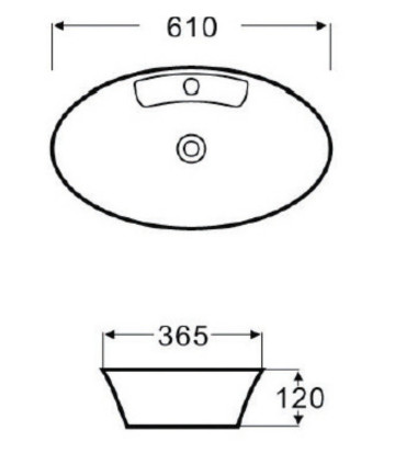 Lavabo bagno 61x36,5x12 cm ovale con foro rubinetteria da appoggio ceramica Bianco mensoloni bagno scheda tecnica