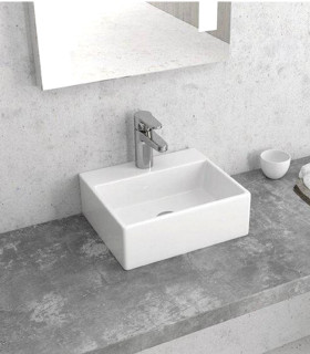 Lavabo piccolo bacinella bagno 34x29,5 rettangolare appoggio con foro rubinetto Bianco mensoloni LT2029 ap shop online