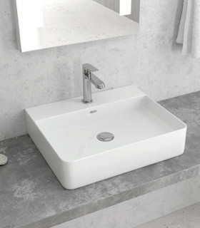 Lavabo bacinella bagno 50x42 rettangolare appoggio con foro rubinetto Bianco per mensoloni LT2173S-S ap shop online