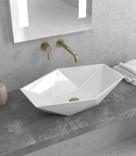 Lavabo bagno senza foro forma ottagonale 57x37,5x12,5 cm da appoggio ceramica Bianco bagno ap shop online
