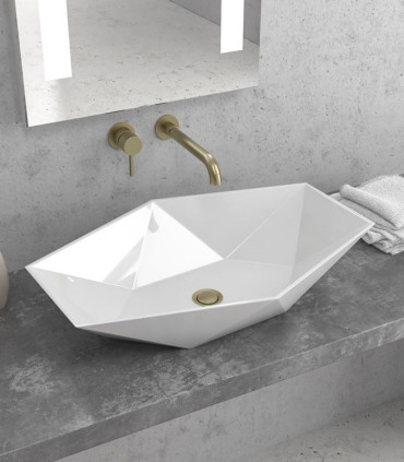 Lavabo bagno forma ottagonale 60x39x12,5 cm appoggio in ceramica Bianco lt1139 ap shop online
