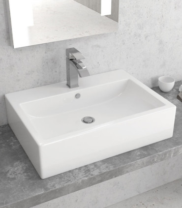 Lavabo bacinella bagno 61x44 rettangolare appoggio con foro rubinetto Bianco LT2001 ap shop online