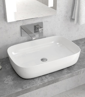 Lavabo bagno senza foro rettangolare 60x39x14,5 cm da appoggio in ceramica Bianco mensoloni bagno lt2143-p ap shop online