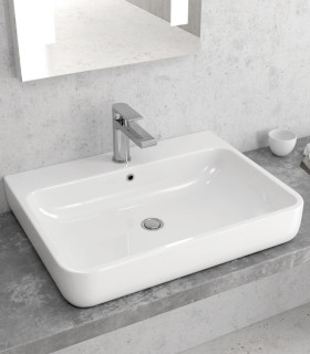 Lavabo bacinella bagno 61x46 rettangolare appoggio con foro rubinetto Bianco mensoloni ap shop online