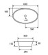 Lavabo bagno ovale 60x36x11cm da appoggio senza foro rubinetteria in ceramica senza troppo pieno scheda tecnica