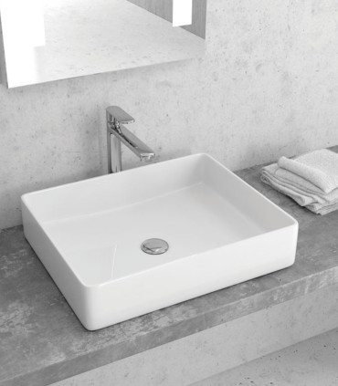 Lavabo bagno senza foro rettangolare 51x40,5x11 cm da appoggio in ceramica Bianco LT2178 ap shop online