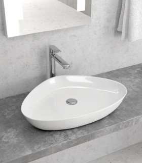 Lavabo bagno ovale 59x41x10 cm da appoggio senza foro rubinetteria e troppo pieno in ceramica LT1131 ap shop online