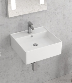 Lavabo bagno sospeso ceramica 46,5x46,5x16 cm quadrato in ceramica Bianco lt 2005 ap shop online