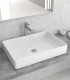 Lavabo bagno senza foro rettangolare 60,5x40,5x11 cm da appoggio in ceramica Bianco "LT2174" ap shop online