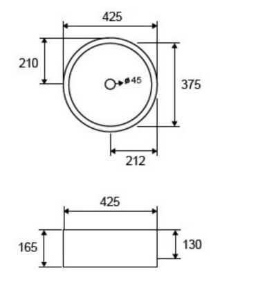 Lavabo bagno 42,5x42,5x16,5 cm tondo da appoggio in ceramica senza foro rubinetto Bianco scheda tecnica