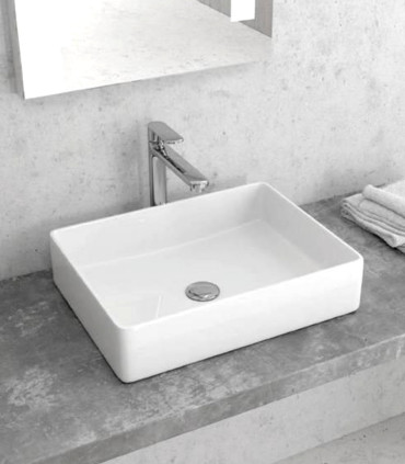 Lavabo bagno senza foro rettangolare 47x36x11 cm da appoggio in ceramica Bianco bagno LT2178-S ap shop online
